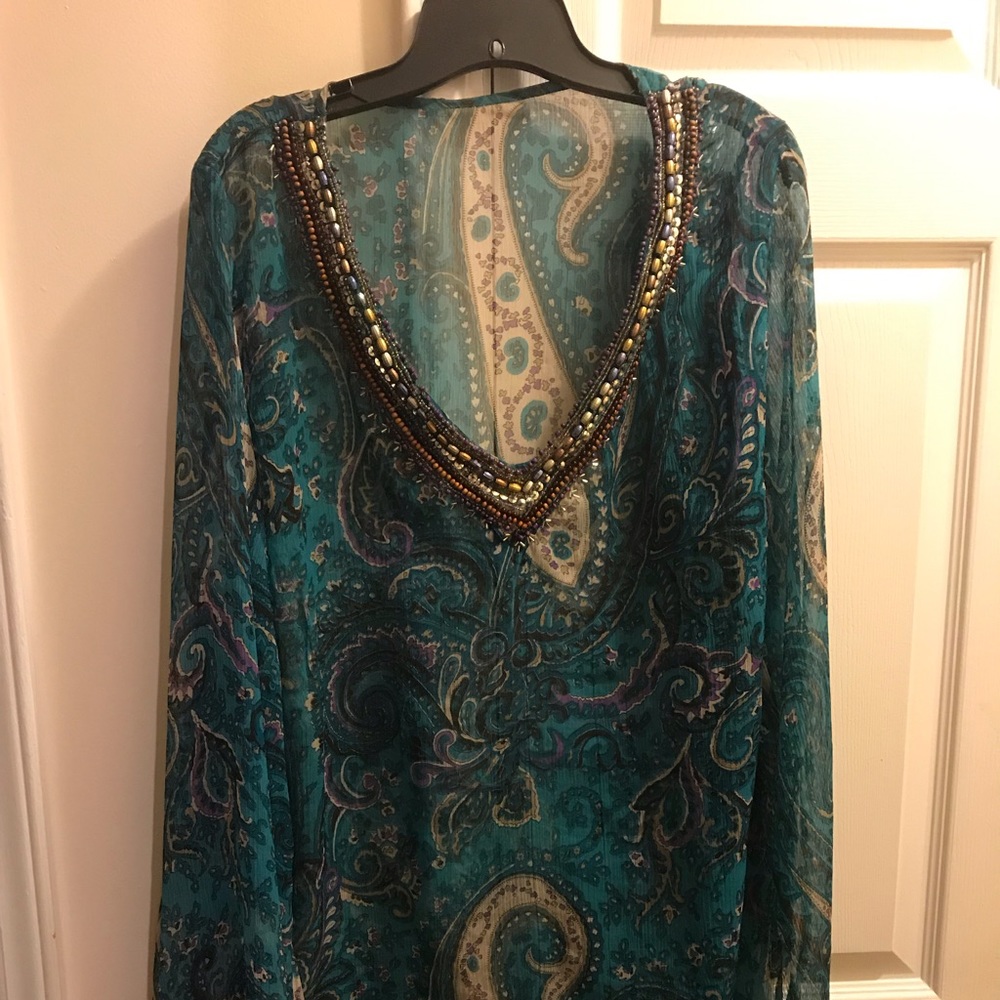 Shear, bead embellished tunic!